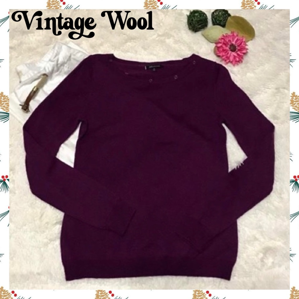 Anne Klein Vintage Plum Wool Blend Crewneck Sweater Women’s M